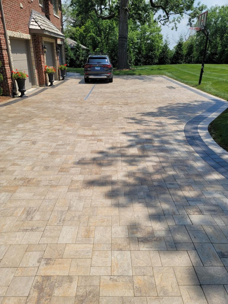 Paver driveway installation by American Blue Grass Landscaping, Carol Stream IL